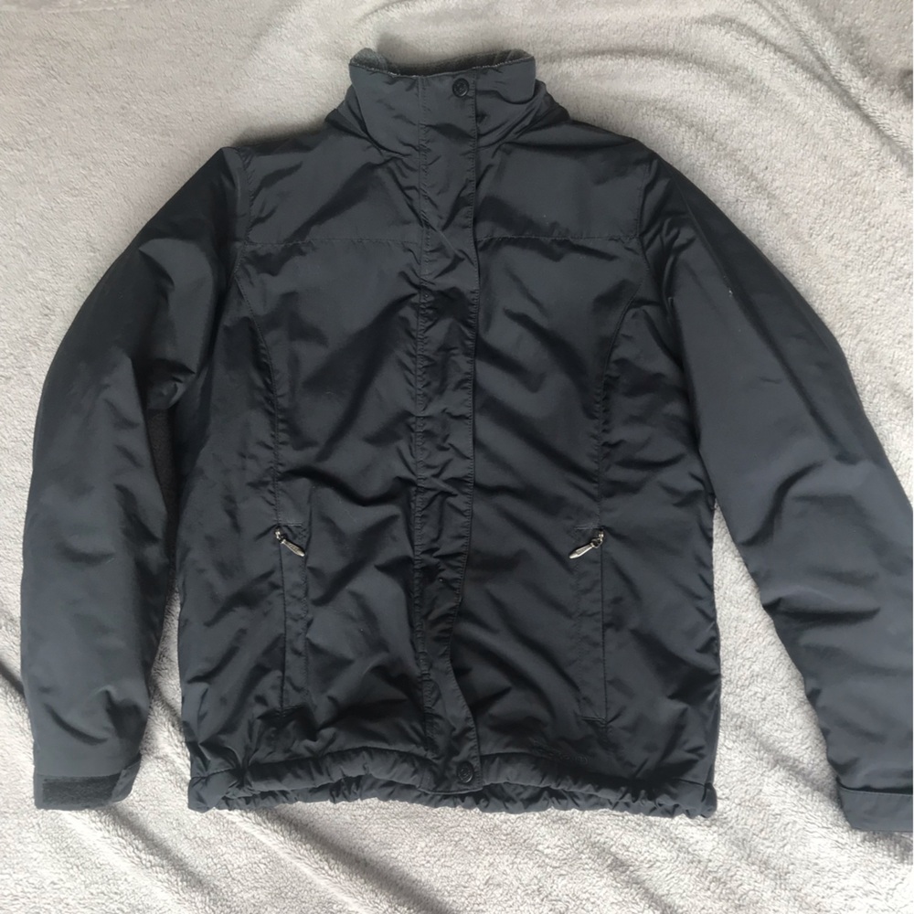 LLBean women’s black winter jacket fleece lined excellent condition size sm